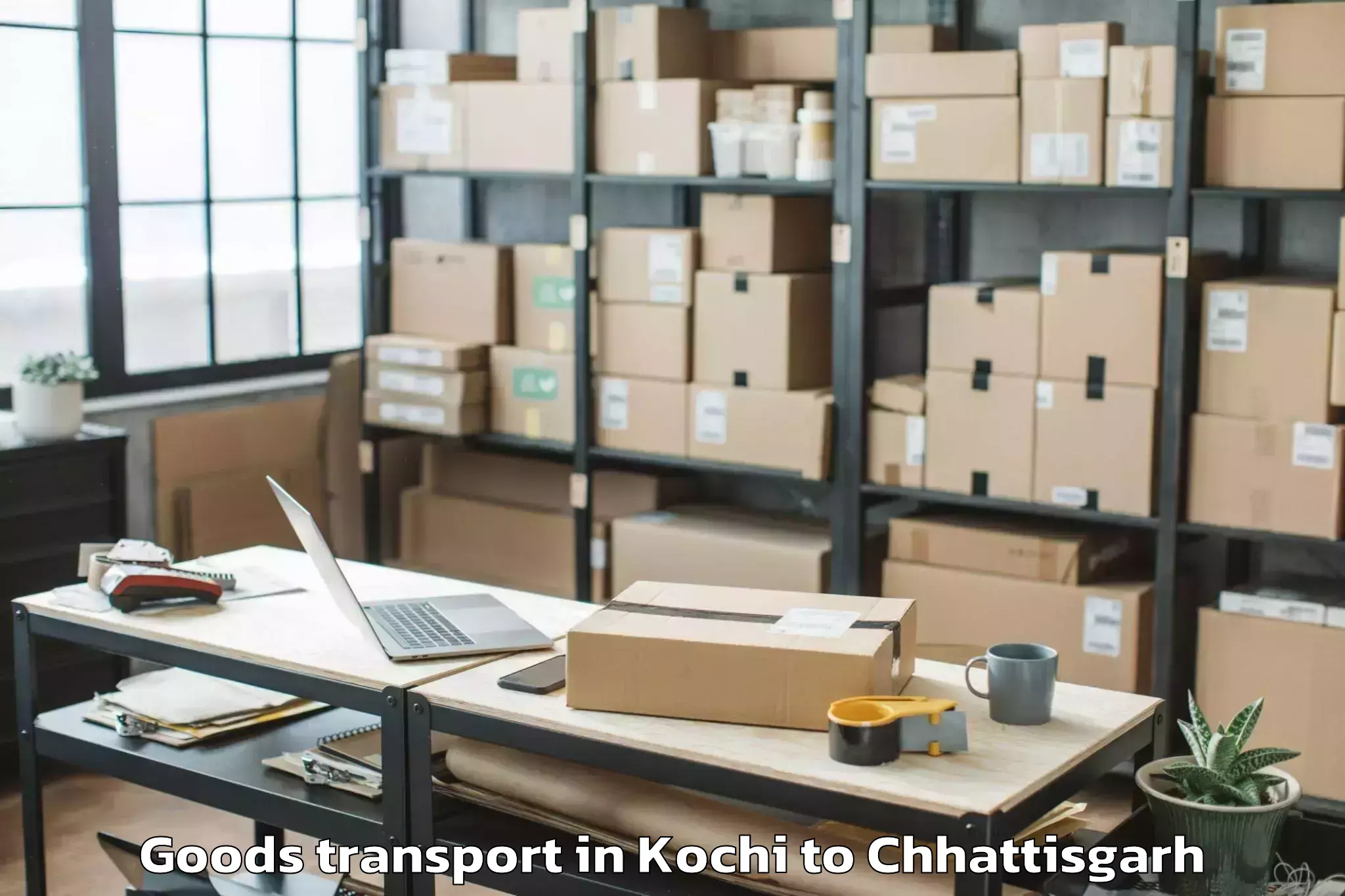 Easy Kochi to Bhairamgarh Goods Transport Booking